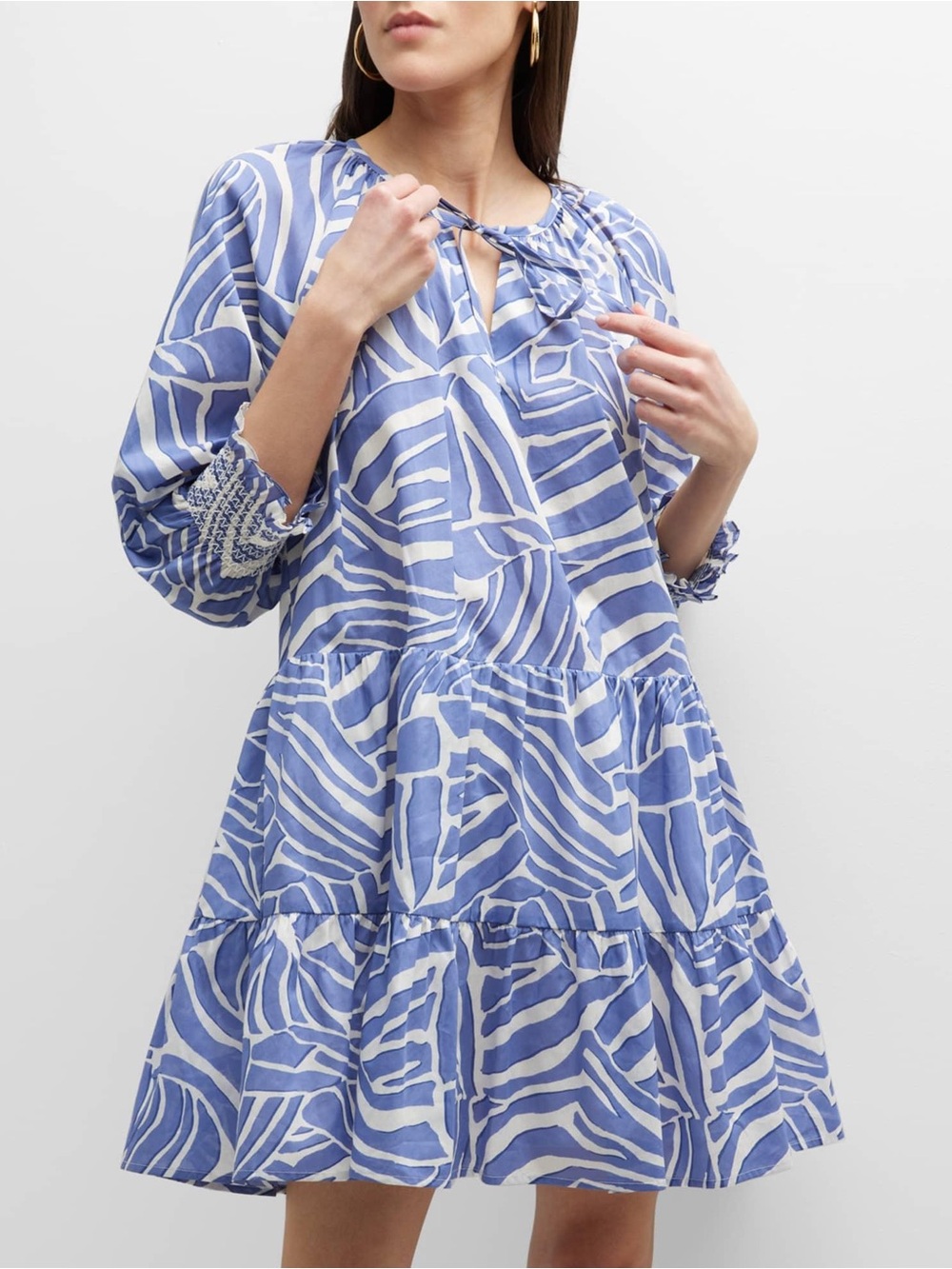 ✨Rails Size Small Blue and White Printed Tiered Midi Dress in 100% Cotton ✨